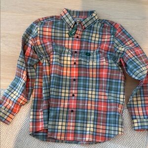 Men's Plaid Shirt - Red, Green, and Cream